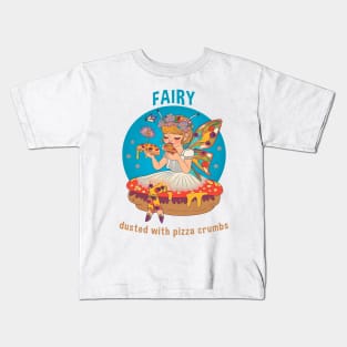 Fairy Dusted with Pizza Crumbs Funny Food Retro Anime Kids T-Shirt